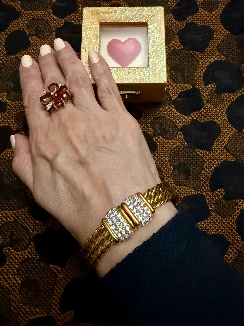 Gold-Tone Crystal Cable Bracelet - Elegant Women's Jewelry